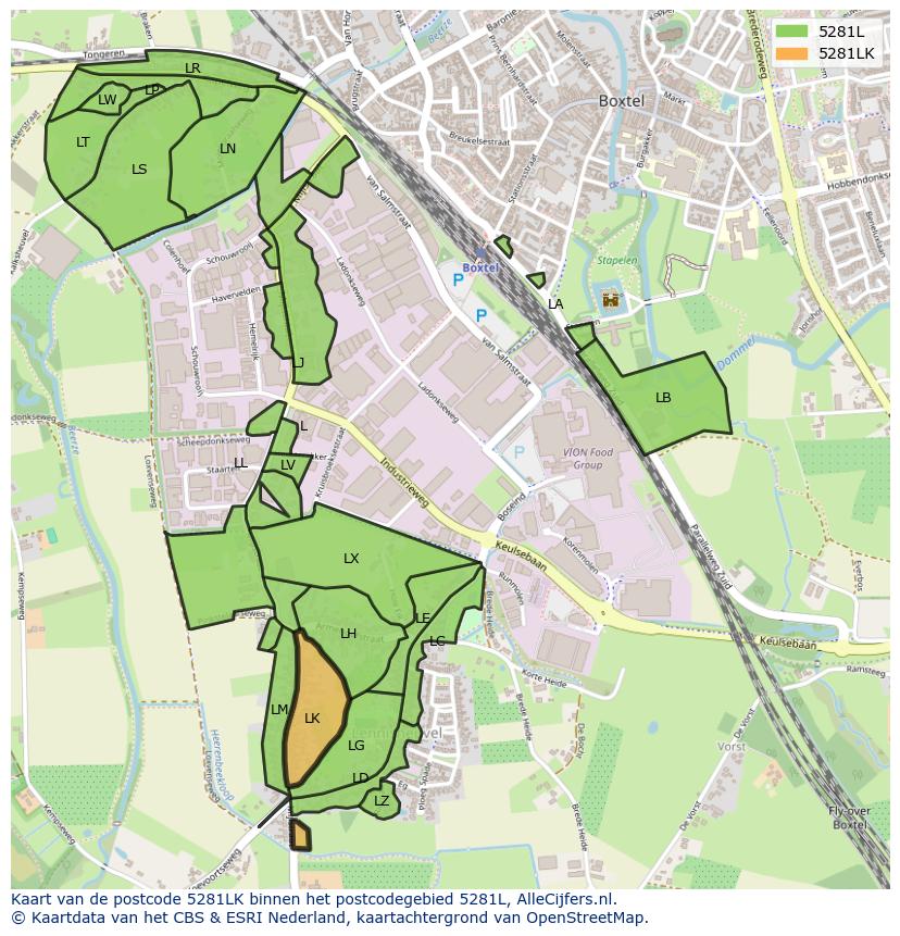 Afbeelding van het postcodegebied 5281 LK op de kaart.
