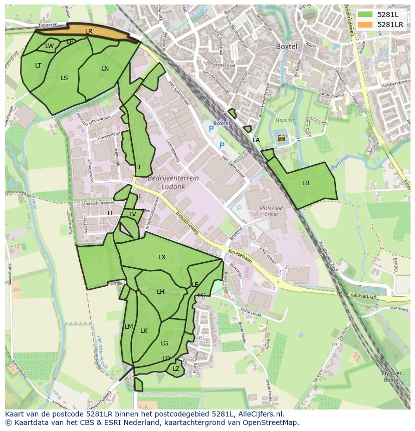 Afbeelding van het postcodegebied 5281 LR op de kaart.