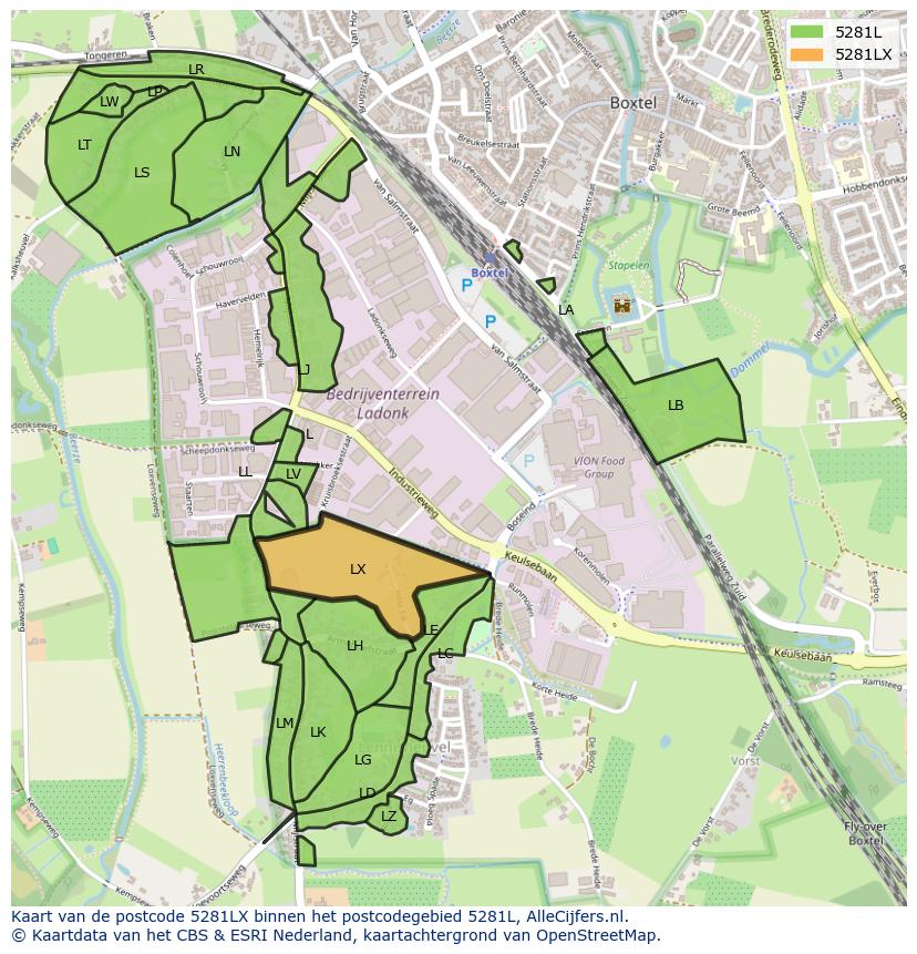 Afbeelding van het postcodegebied 5281 LX op de kaart.