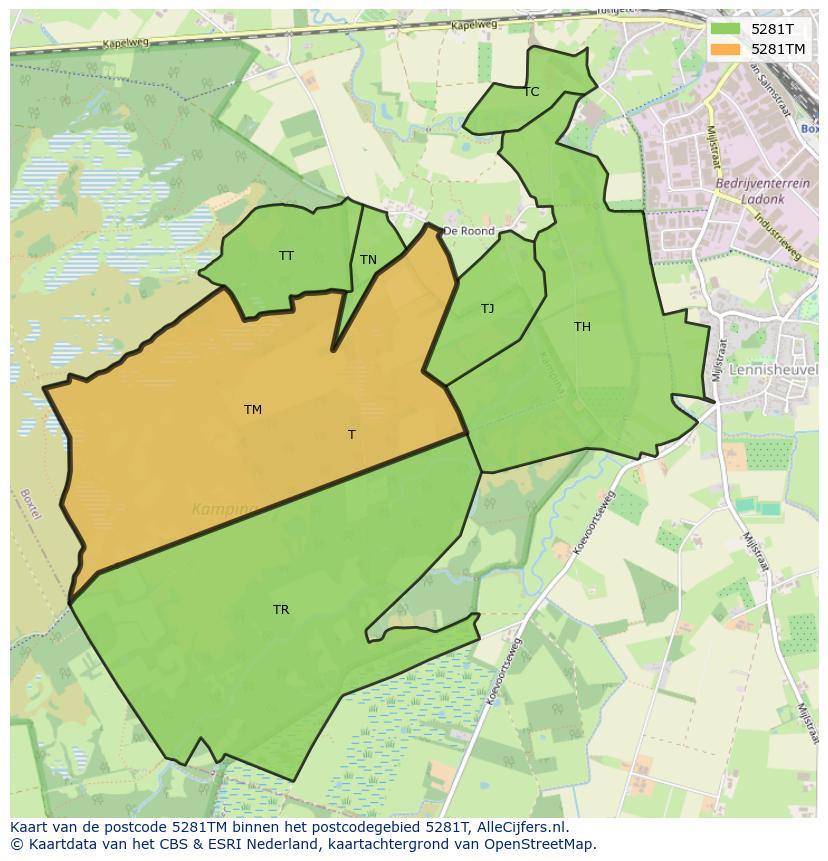 Afbeelding van het postcodegebied 5281 TM op de kaart.