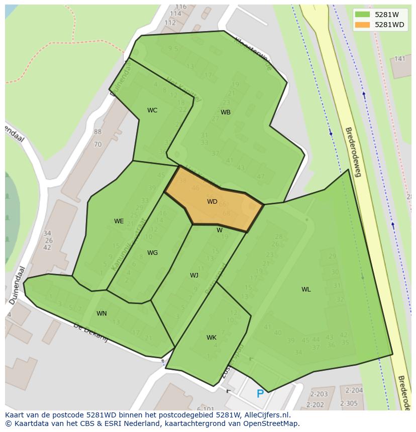 Afbeelding van het postcodegebied 5281 WD op de kaart.