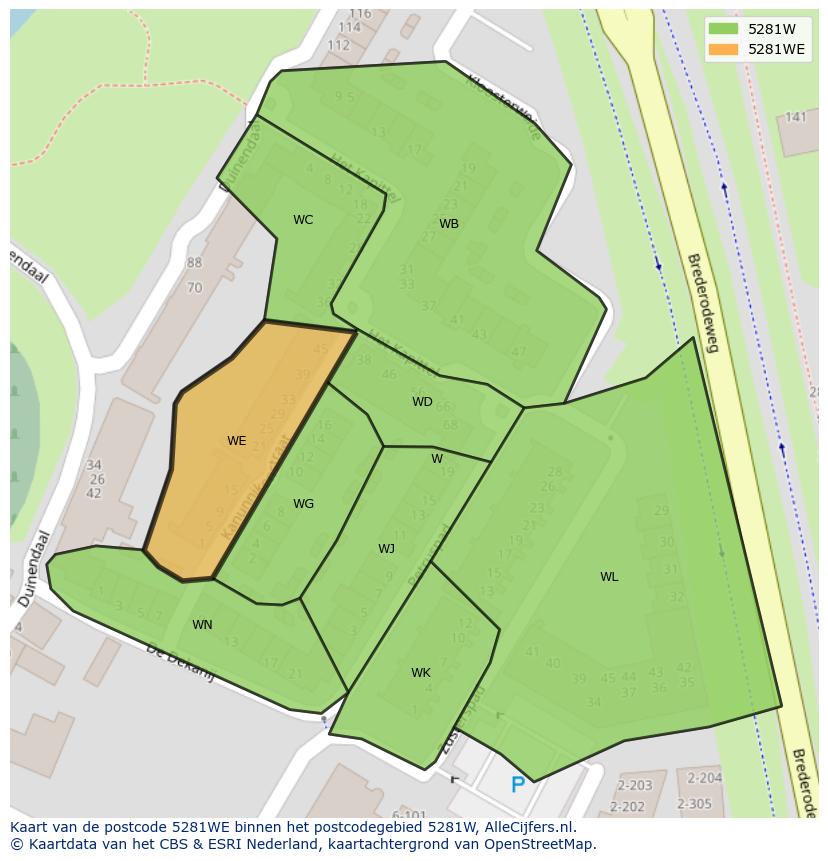 Afbeelding van het postcodegebied 5281 WE op de kaart.