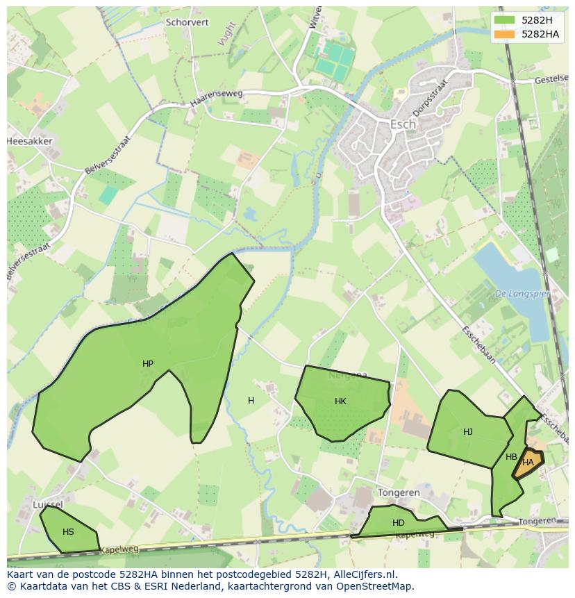Afbeelding van het postcodegebied 5282 HA op de kaart.