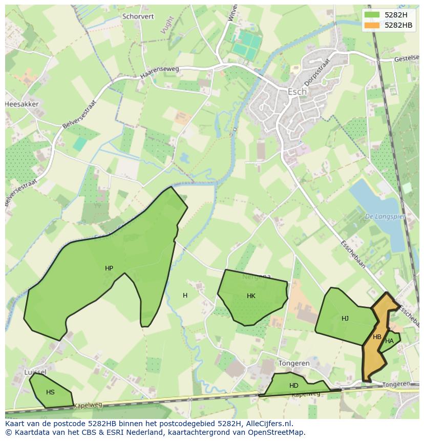 Afbeelding van het postcodegebied 5282 HB op de kaart.