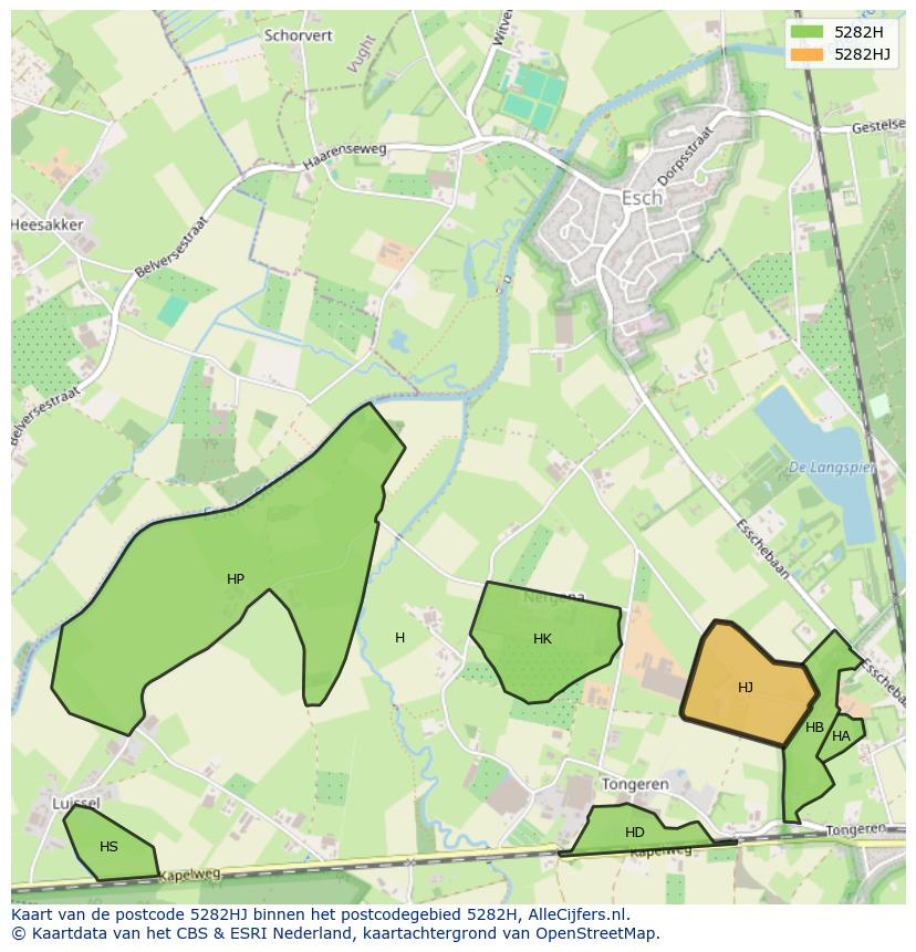 Afbeelding van het postcodegebied 5282 HJ op de kaart.