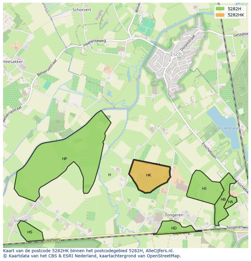 Afbeelding van het postcodegebied 5282 HK op de kaart.