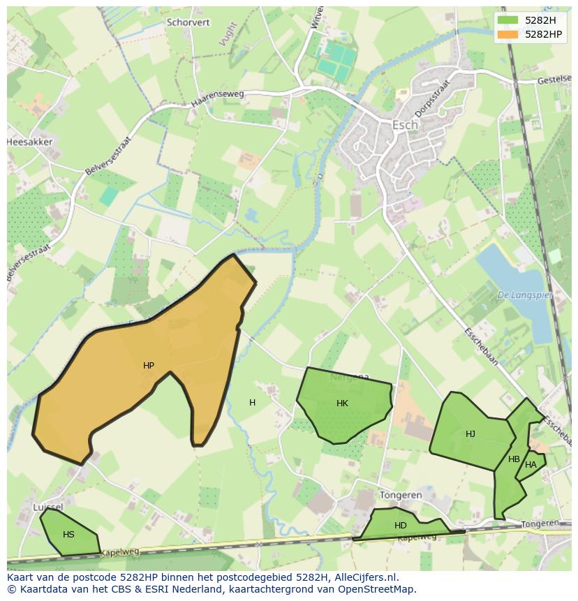 Afbeelding van het postcodegebied 5282 HP op de kaart.