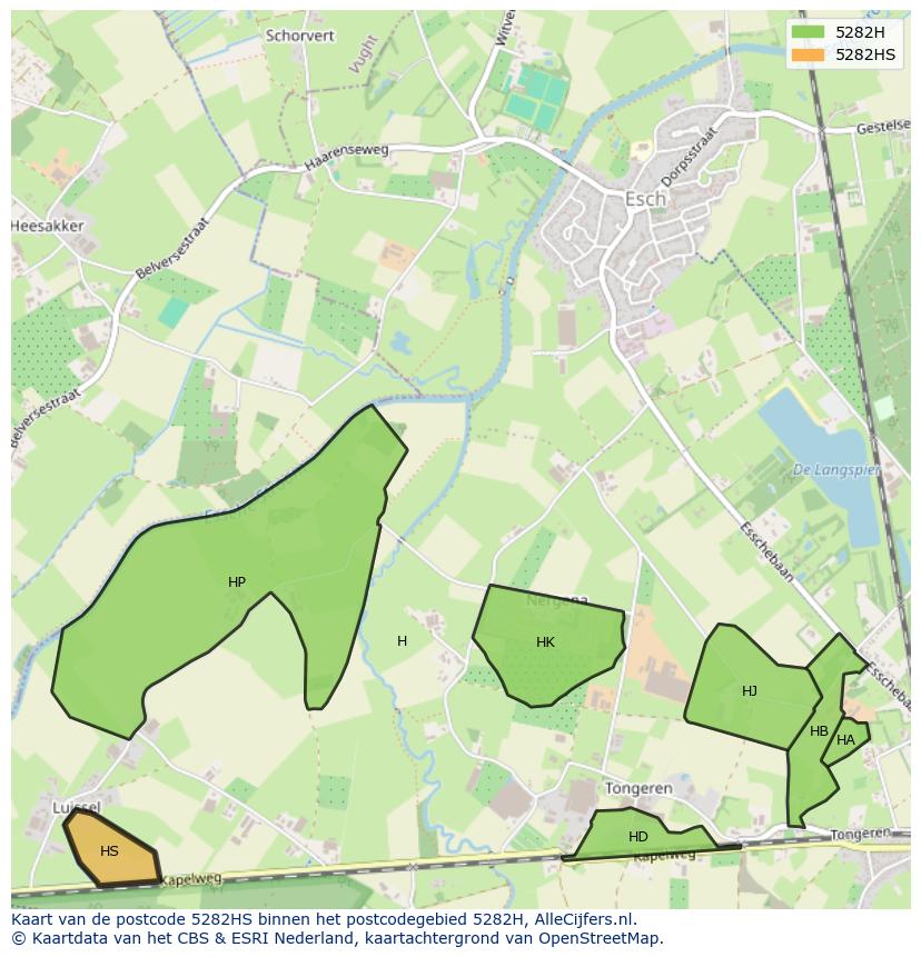 Afbeelding van het postcodegebied 5282 HS op de kaart.