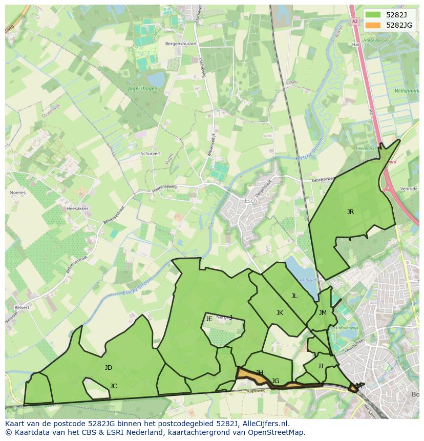 Afbeelding van het postcodegebied 5282 JG op de kaart.