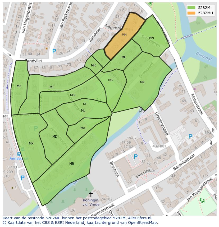 Afbeelding van het postcodegebied 5282 MH op de kaart.