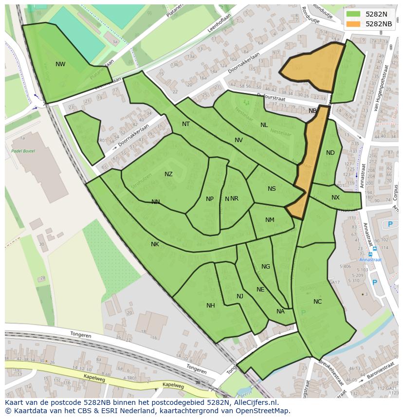 Afbeelding van het postcodegebied 5282 NB op de kaart.