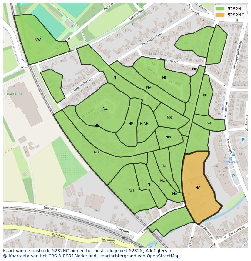Afbeelding van het postcodegebied 5282 NC op de kaart.