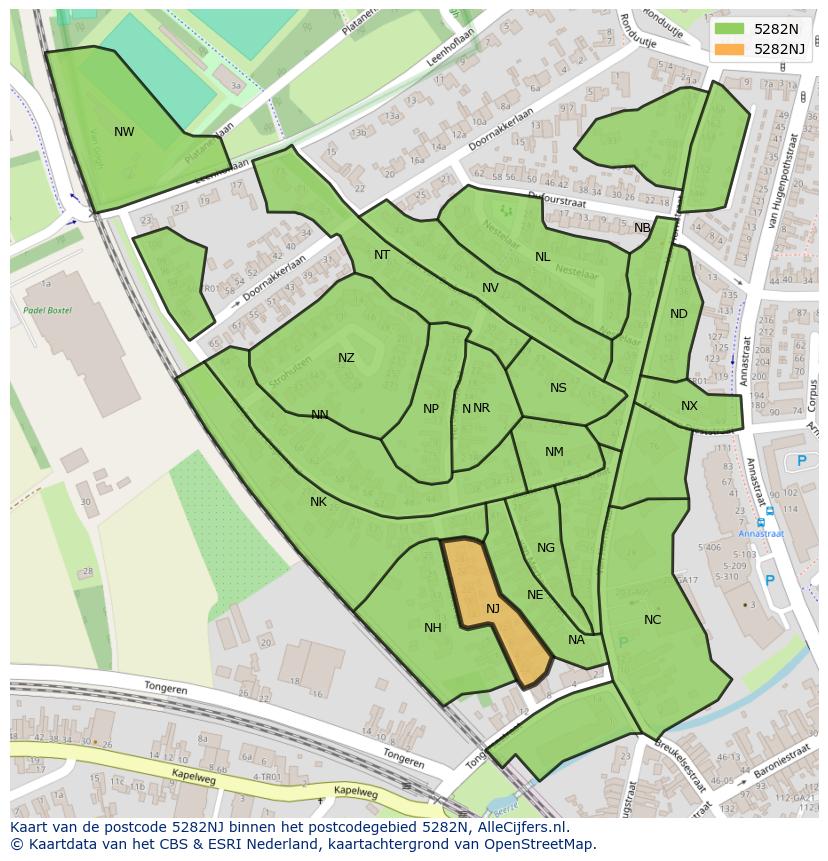 Afbeelding van het postcodegebied 5282 NJ op de kaart.