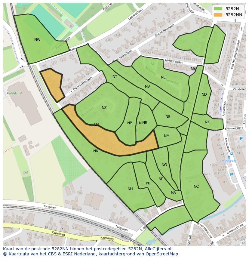 Afbeelding van het postcodegebied 5282 NN op de kaart.