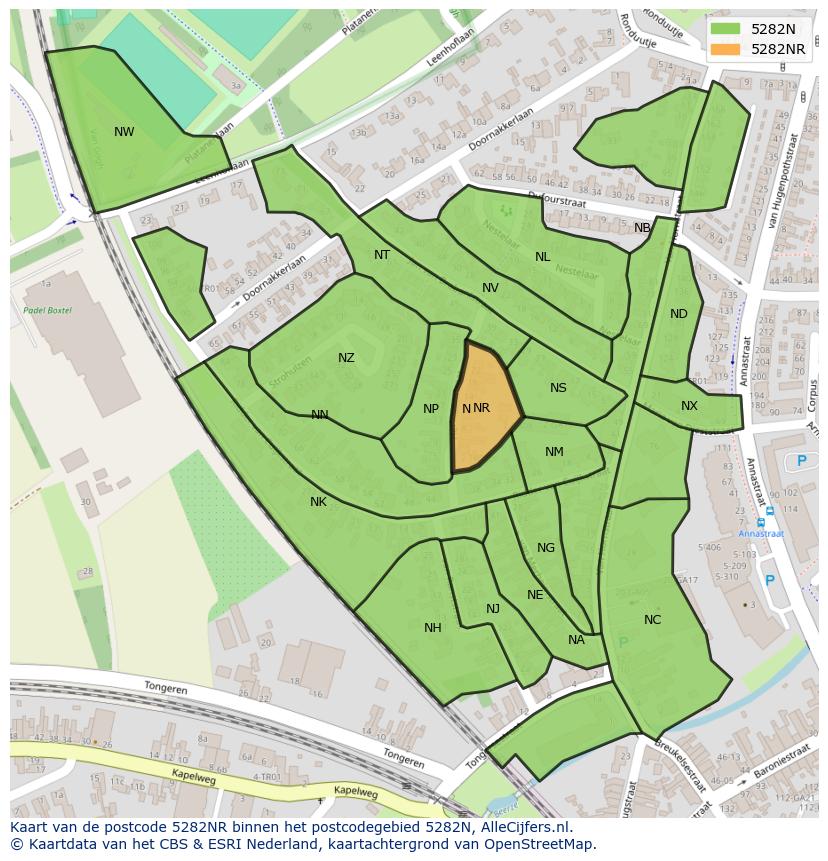 Afbeelding van het postcodegebied 5282 NR op de kaart.