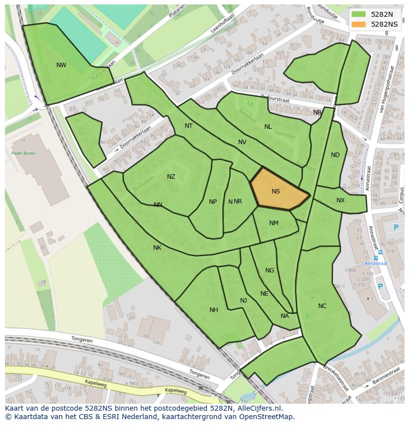 Afbeelding van het postcodegebied 5282 NS op de kaart.
