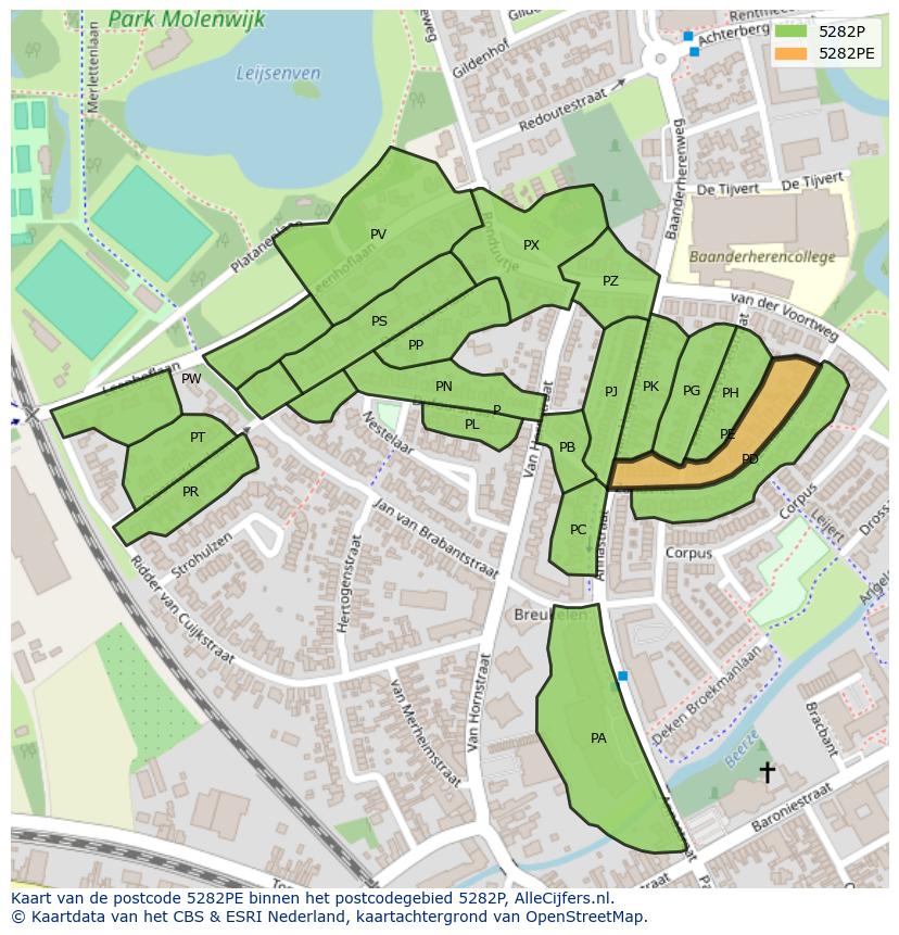 Afbeelding van het postcodegebied 5282 PE op de kaart.