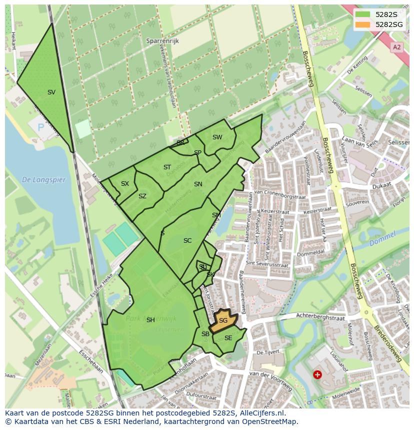 Afbeelding van het postcodegebied 5282 SG op de kaart.