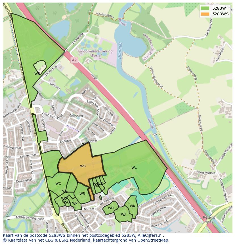 Afbeelding van het postcodegebied 5283 WS op de kaart.