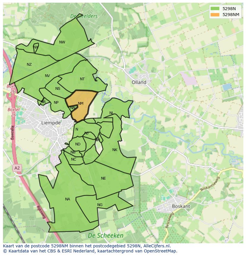 Afbeelding van het postcodegebied 5298 NM op de kaart.