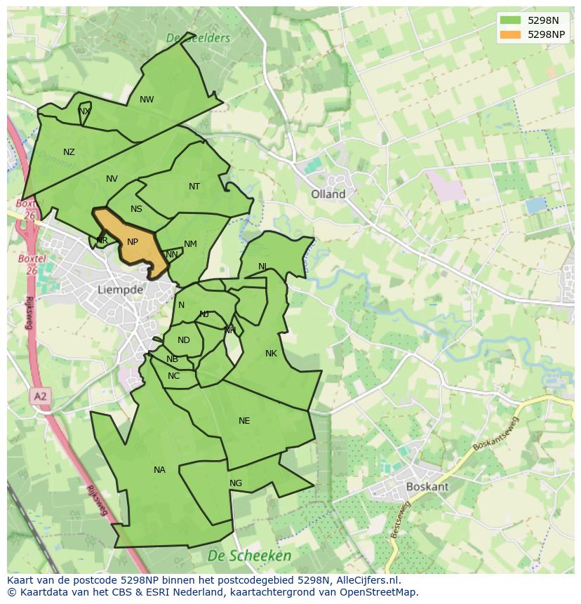 Afbeelding van het postcodegebied 5298 NP op de kaart.