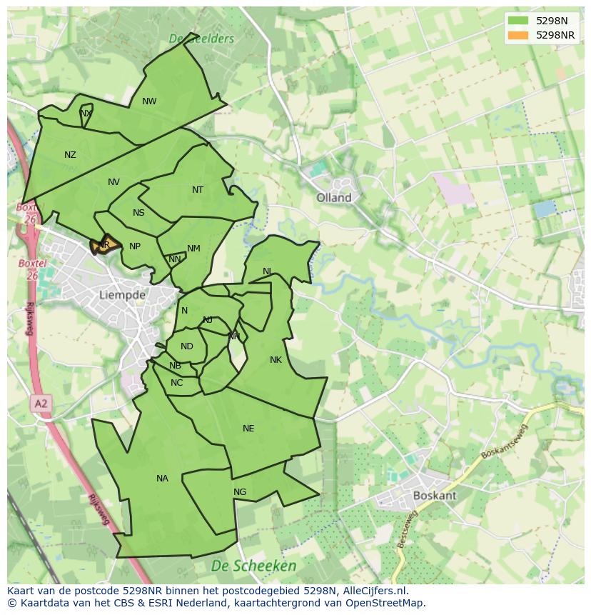 Afbeelding van het postcodegebied 5298 NR op de kaart.