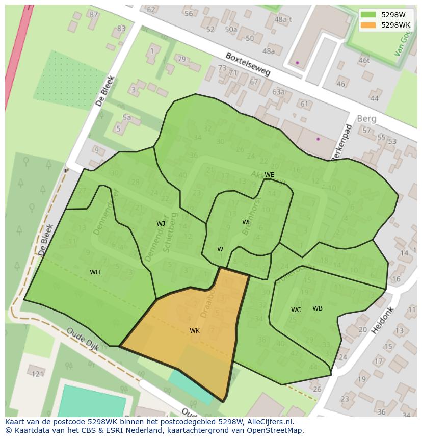 Afbeelding van het postcodegebied 5298 WK op de kaart.