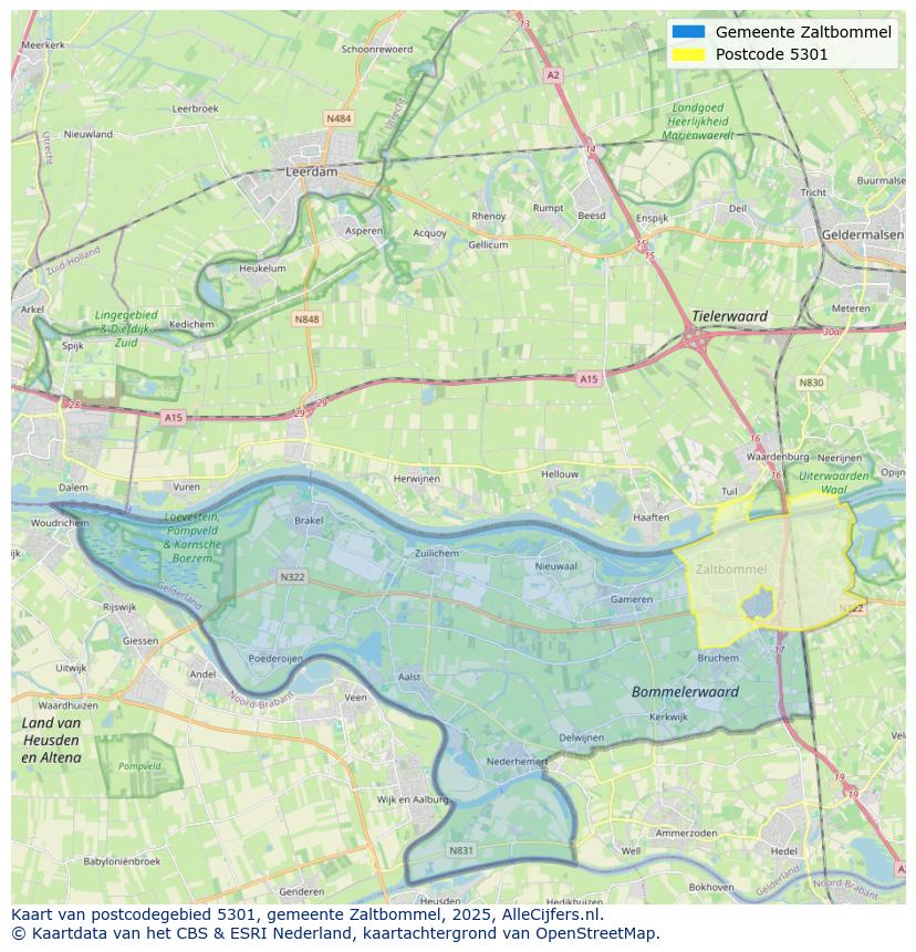 Afbeelding van het postcodegebied 5301 op de kaart.