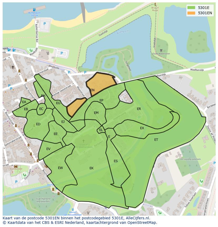 Afbeelding van het postcodegebied 5301 EN op de kaart.