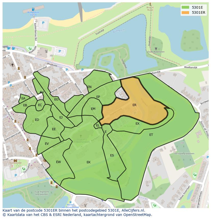 Afbeelding van het postcodegebied 5301 ER op de kaart.