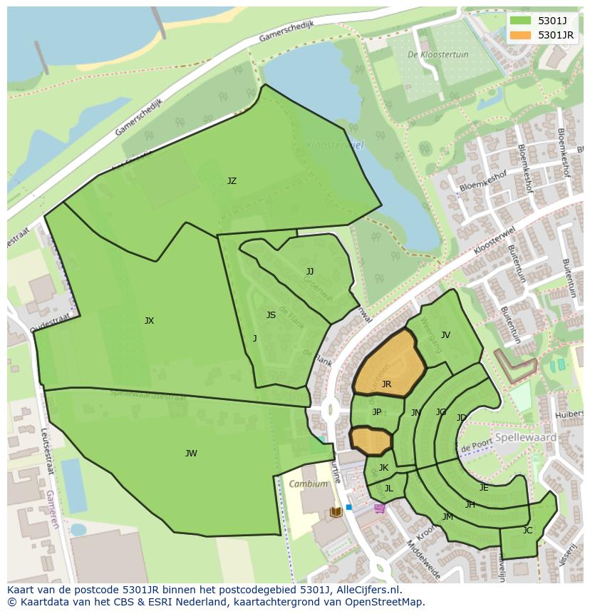Afbeelding van het postcodegebied 5301 JR op de kaart.