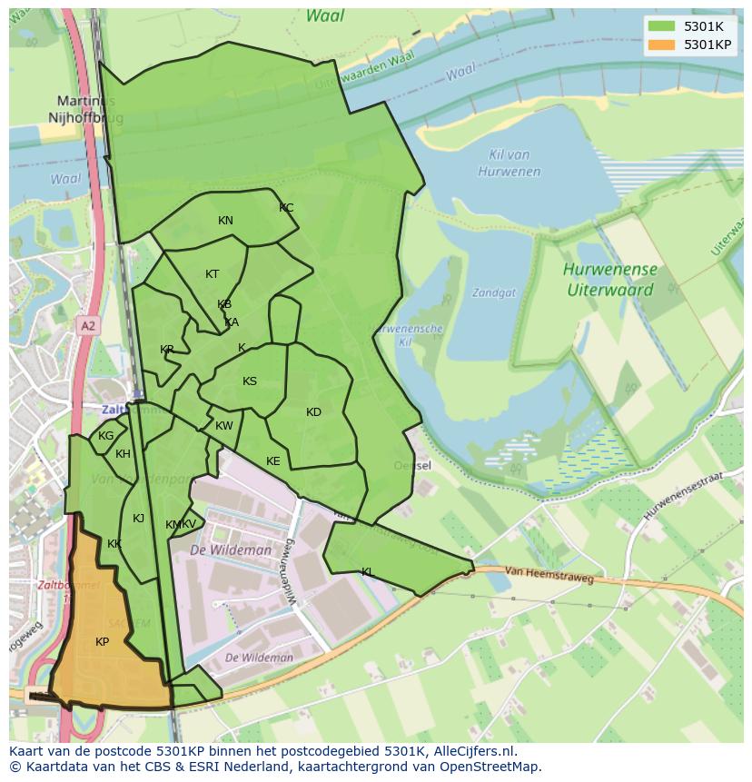 Afbeelding van het postcodegebied 5301 KP op de kaart.