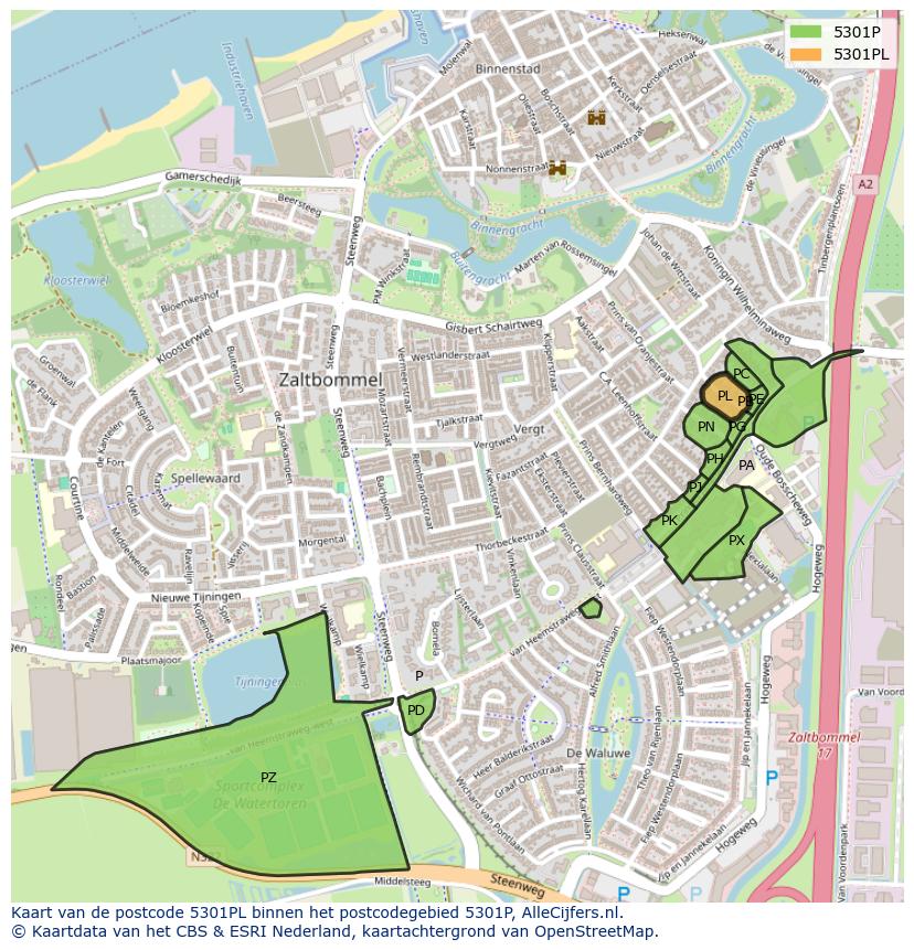Afbeelding van het postcodegebied 5301 PL op de kaart.