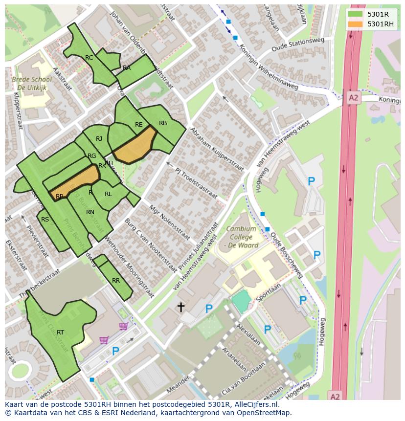 Afbeelding van het postcodegebied 5301 RH op de kaart.