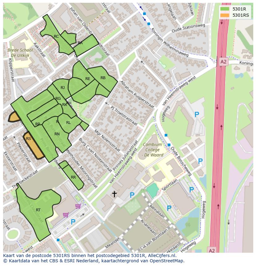 Afbeelding van het postcodegebied 5301 RS op de kaart.