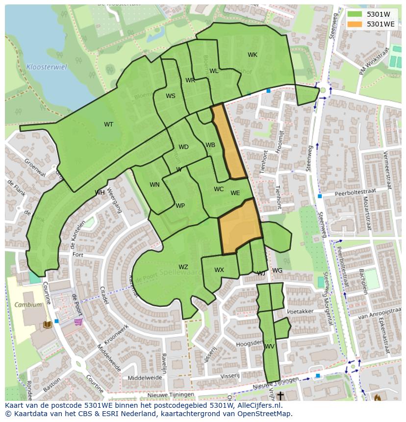 Afbeelding van het postcodegebied 5301 WE op de kaart.