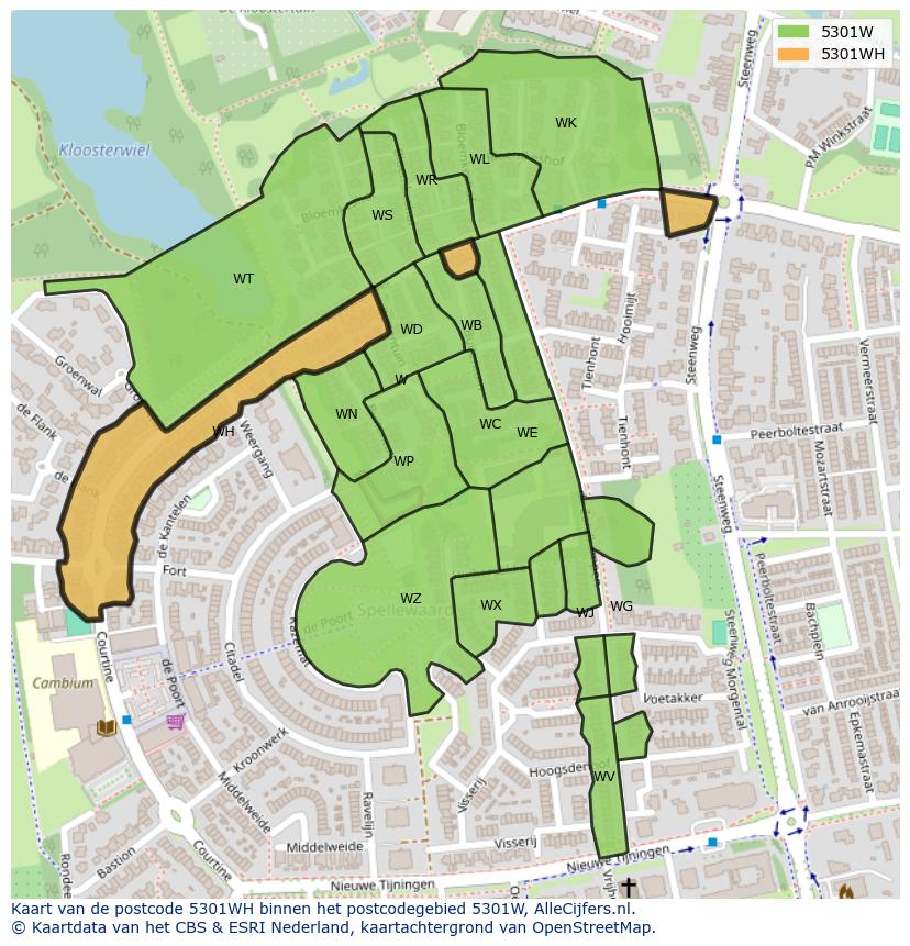 Afbeelding van het postcodegebied 5301 WH op de kaart.