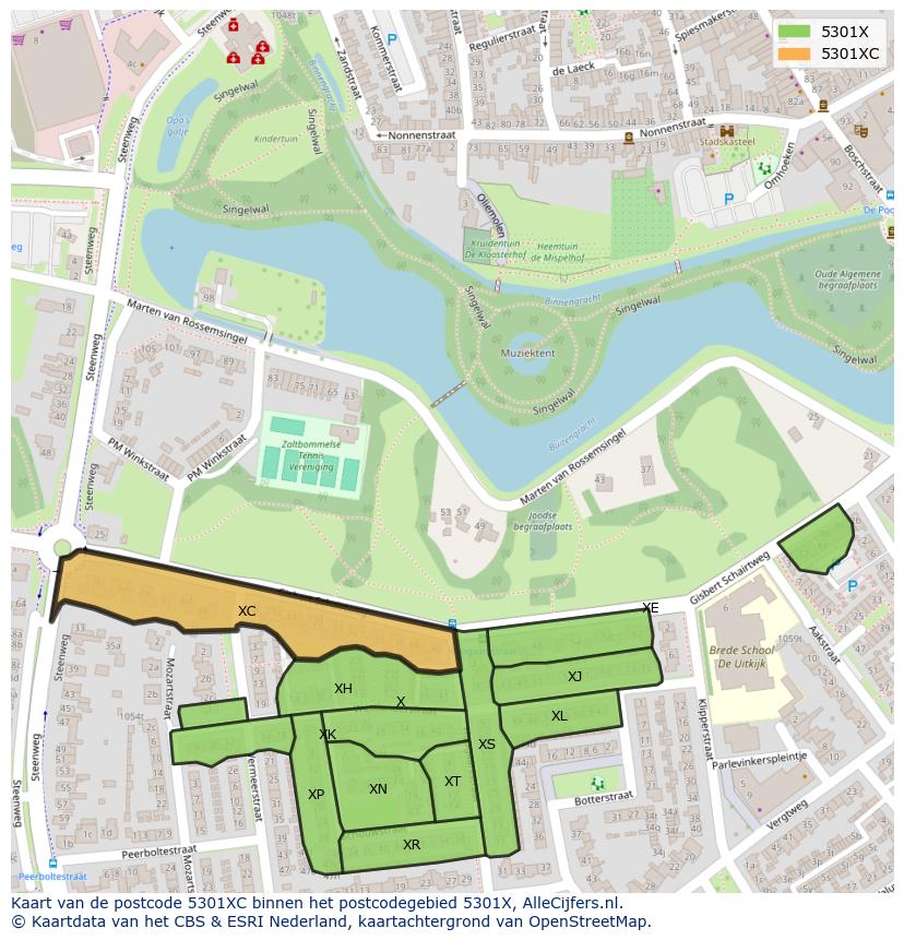 Afbeelding van het postcodegebied 5301 XC op de kaart.