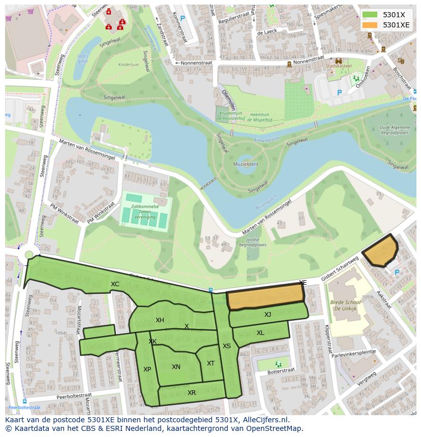 Afbeelding van het postcodegebied 5301 XE op de kaart.