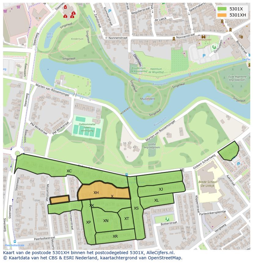 Afbeelding van het postcodegebied 5301 XH op de kaart.