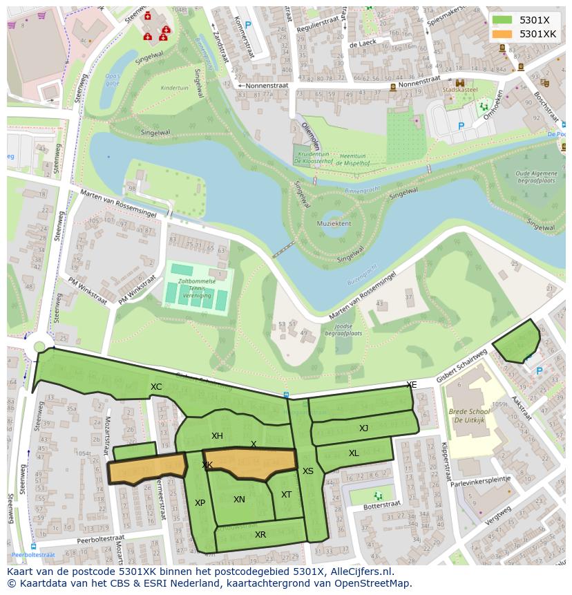 Afbeelding van het postcodegebied 5301 XK op de kaart.