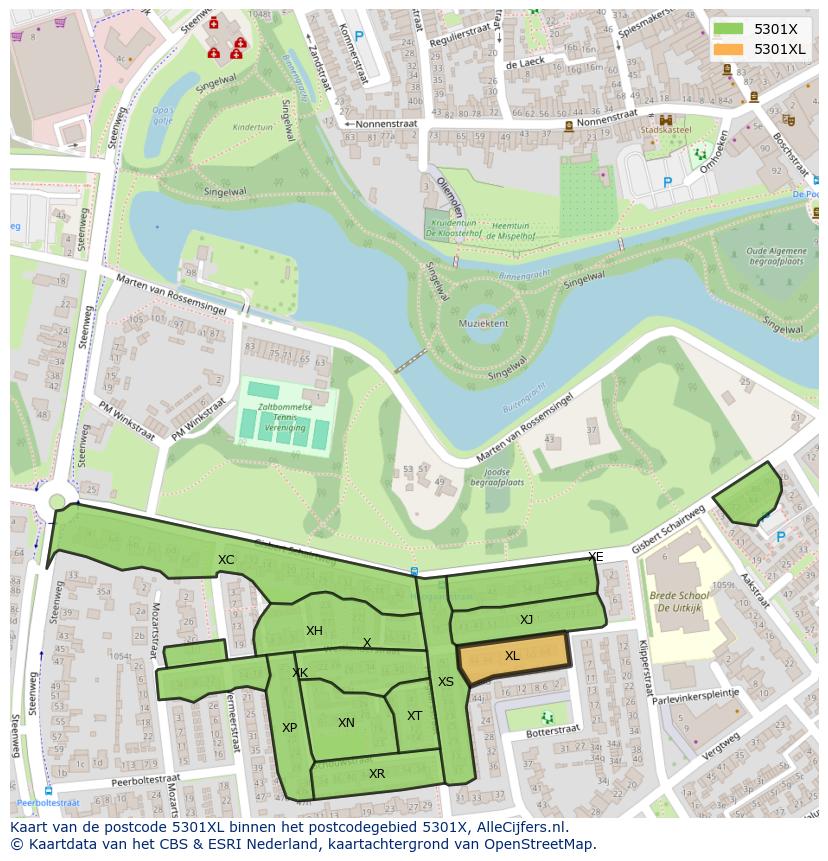 Afbeelding van het postcodegebied 5301 XL op de kaart.