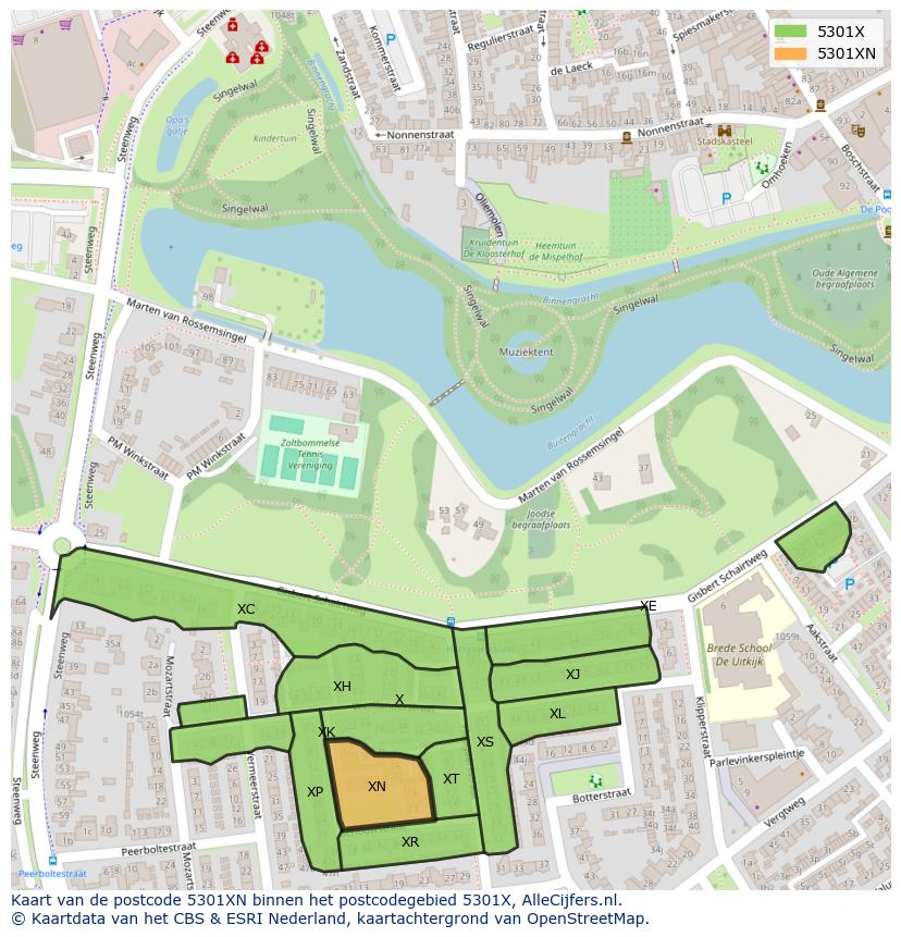 Afbeelding van het postcodegebied 5301 XN op de kaart.