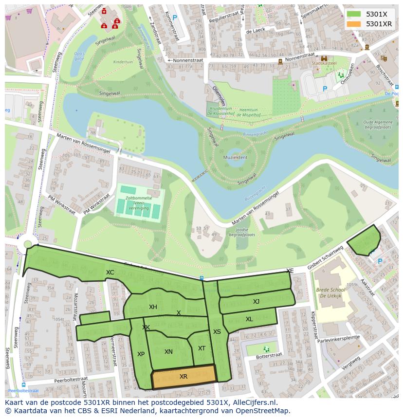 Afbeelding van het postcodegebied 5301 XR op de kaart.