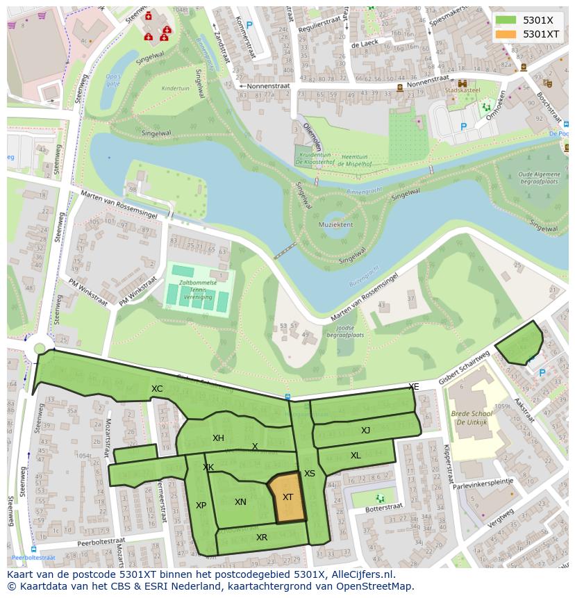 Afbeelding van het postcodegebied 5301 XT op de kaart.