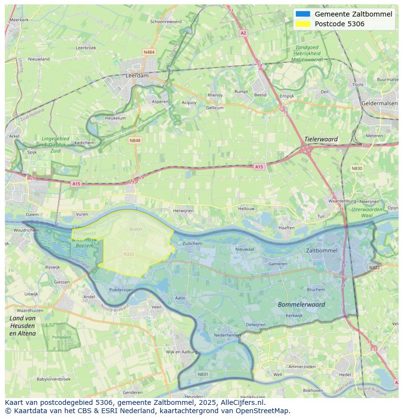Afbeelding van het postcodegebied 5306 op de kaart.