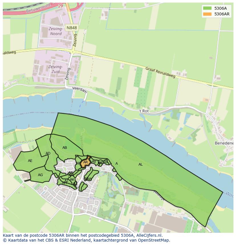 Afbeelding van het postcodegebied 5306 AR op de kaart.