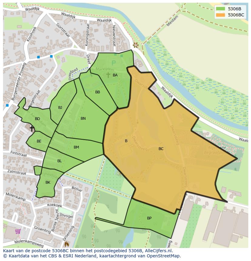 Afbeelding van het postcodegebied 5306 BC op de kaart.