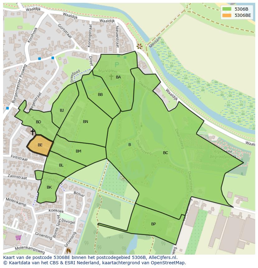 Afbeelding van het postcodegebied 5306 BE op de kaart.