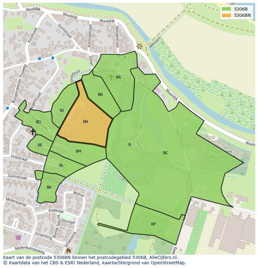 Afbeelding van het postcodegebied 5306 BN op de kaart.